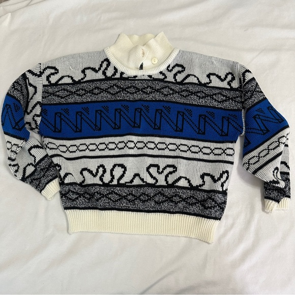 Vintage Blue and Black Jamie Scott Patterned Sweater - Picture 1 of 5